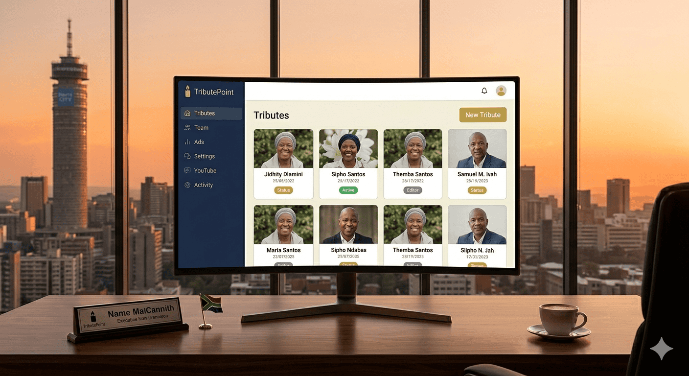Funeral home business dashboard and team management