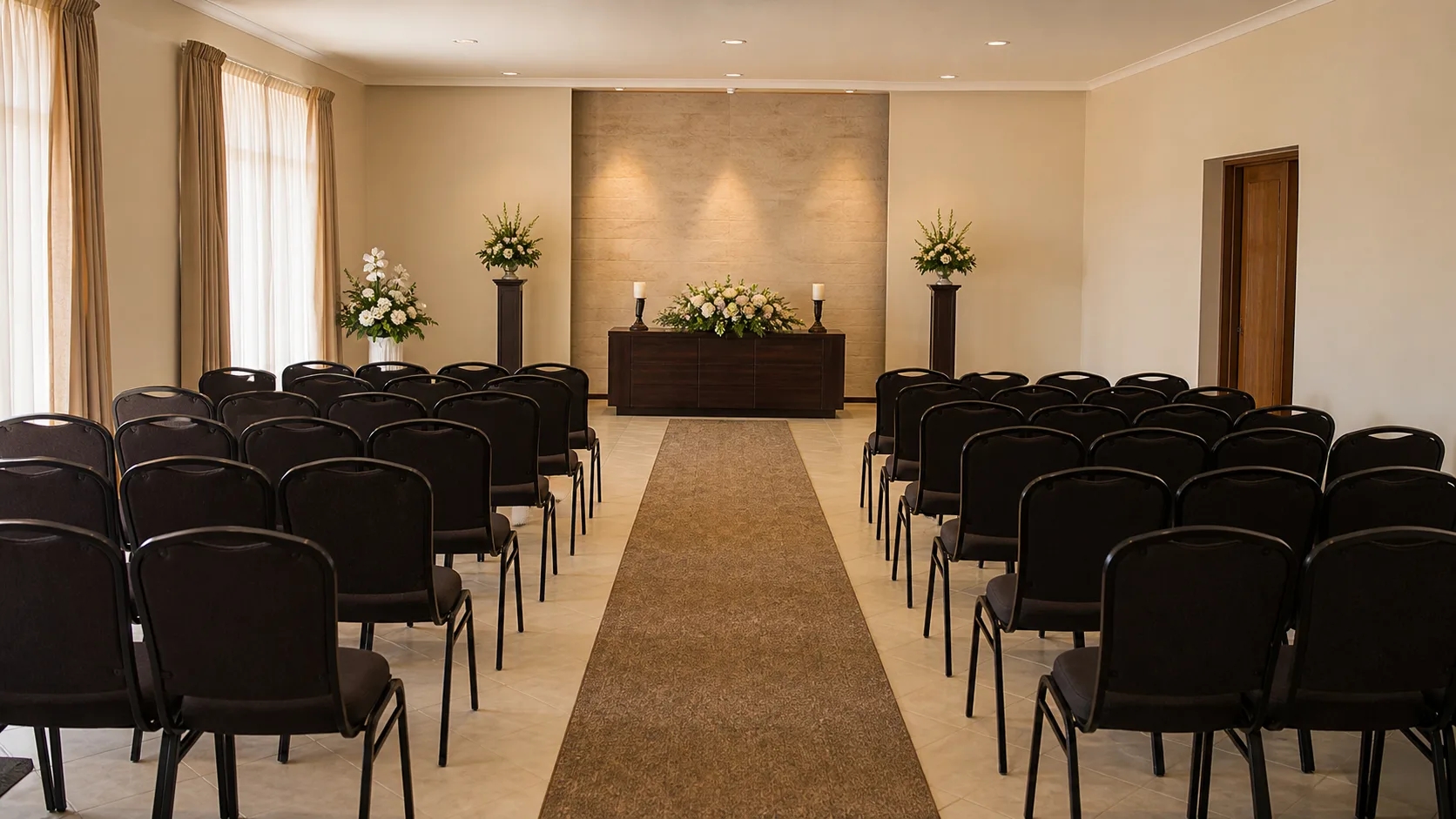 Ubuntu Care chapel prepared for a funeral service