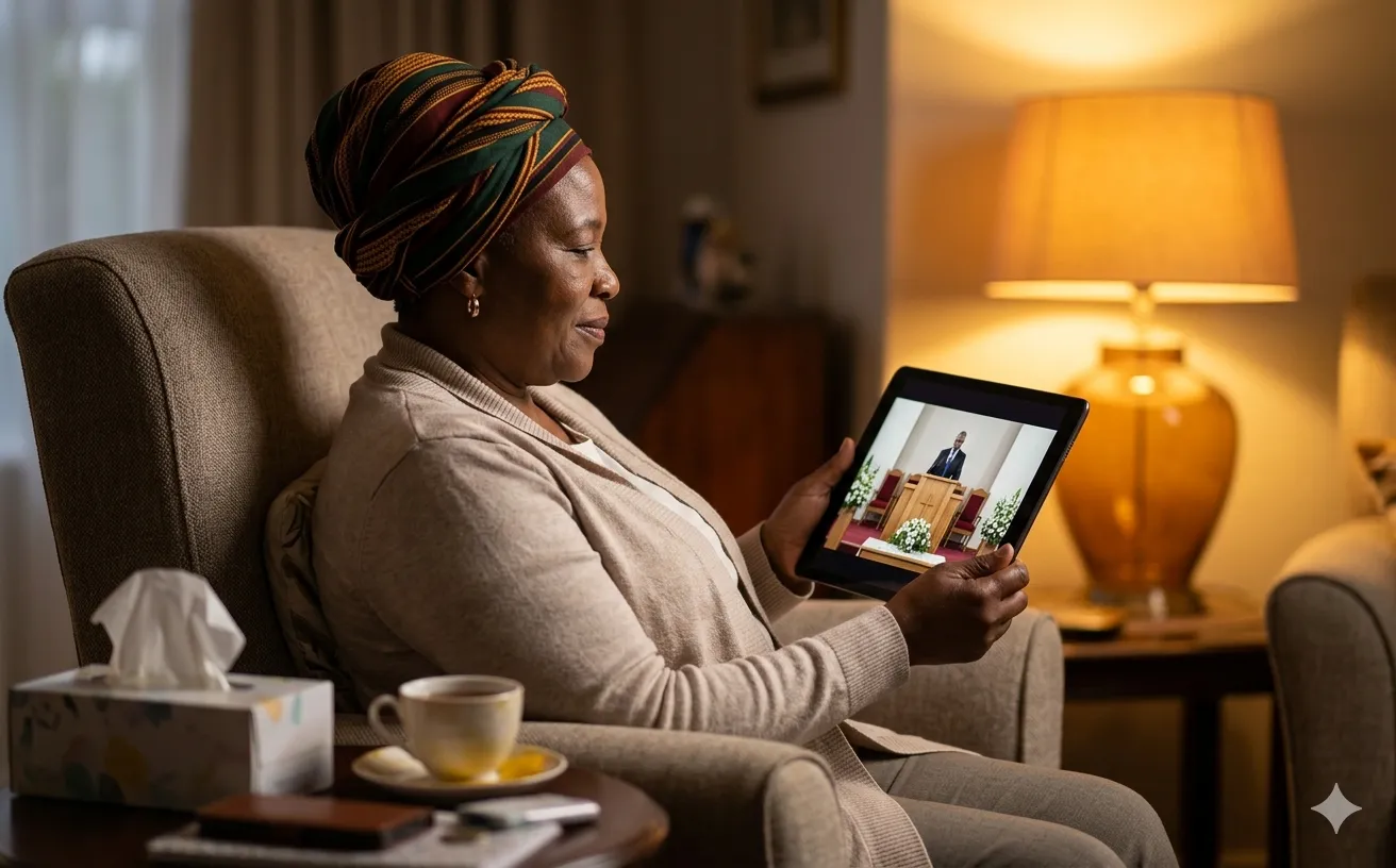 What viewers see during a funeral livestream