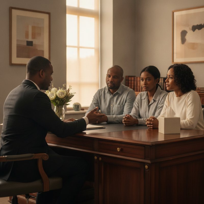 Eternal Grace funeral director comforting a family
